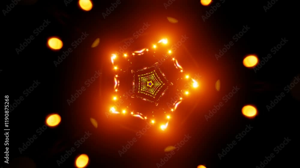 Poster futuristic vj loop with neon light effects and rotating geometry