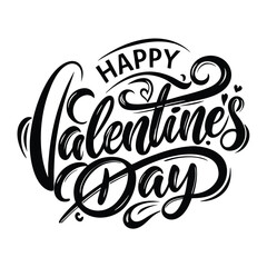 Colorful Hearts and Happy Valentines Day! Text Design line art icon sign silhouette vector illustration with fun brush ink calligraphy typography for photo overlays t-shirt print flyer poster design