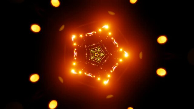 Futuristic VJ Loop With Neon Light Effects And Rotating Geometry