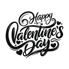 Colorful Hearts and Happy Valentines Day! Text Design line art icon sign silhouette vector illustration with fun brush ink calligraphy typography for photo overlays t-shirt print flyer poster design