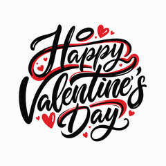 Colorful Hearts and Happy Valentines Day! Text Design line art icon sign silhouette vector illustration with fun brush ink calligraphy typography for photo overlays t-shirt print flyer poster design