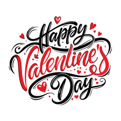 Colorful Hearts and Happy Valentines Day! Text Design line art icon sign silhouette vector illustration with fun brush ink calligraphy typography for photo overlays t-shirt print flyer poster design