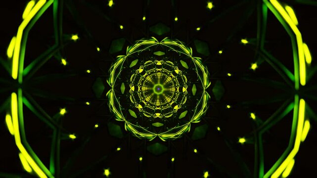 Seamless VJ Loop With Neon Rotations And Dynamic Light Effects