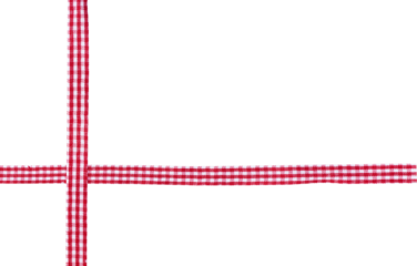 Red checkered ribbon isolated on transparent background. Chequered ribbon for design. White and red ribbon tape as design element for holiday gift packing.