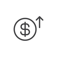 Money increase icon Simple outline vector logo