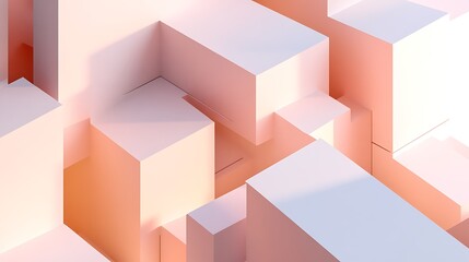 Abstract Pastel Cubes Geometric Composition