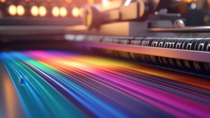 Vibrant Rainbow Colors Printing Process on Modern High Tech Printing Machine