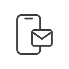 phone with mail icon Simple outline vector logo