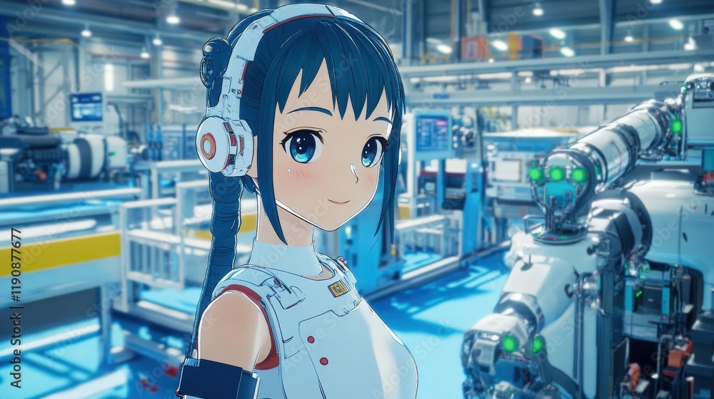Poster smart factory innovation, showcasing iot devices seamlessly integrated into production lines, optimi