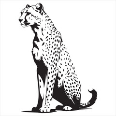Elegant Black and White Cheetah Silhouette