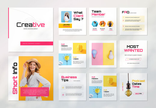Creative Digital Agency Social Media Carousel Design Template