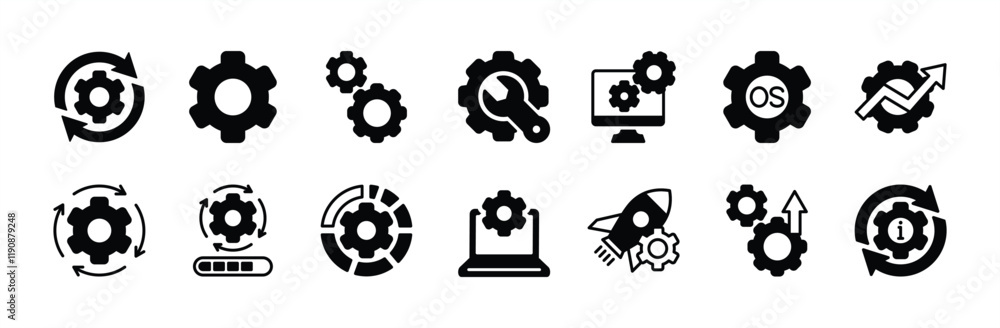 Wall mural operating system or os icon vector set. containing software update, configuration, customization, op