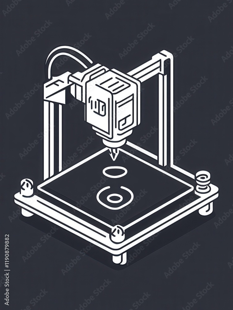 Poster 3d printing, prototyping icon. element of 3d printing icon. thin line icon for website design and de