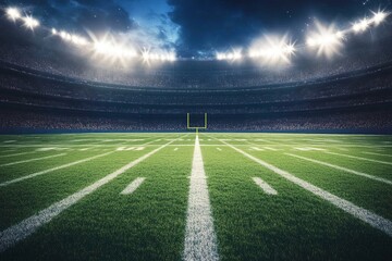 American Football field with bright stadium lights vector design 