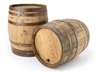 One traditional wooden barrel isolated on white
