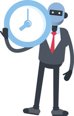 Humanoid Office Worker Character Holding Clock

