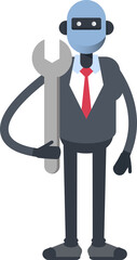 Humanoid Office Worker Character Holding Wrench
