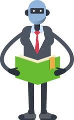 Humanoid Office Worker Character Reading Book
