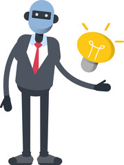 Humanoid Office Worker Character and Light Bulb
