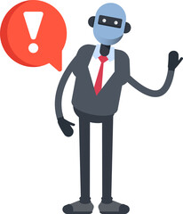 Humanoid Office Worker Character and Error Sign
