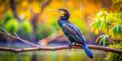 Obraz premium Miniature Australian Darter Bird Queensland Wildlife Tilt-Shift Photography