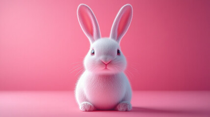 Easter bunny on pink background.