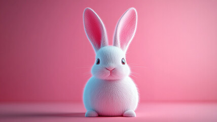 Fototapeta premium Easter bunny on pink background.