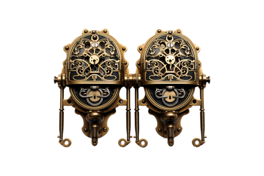 Brass Hardware on transparent background.