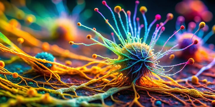 Miniature Mycelial Cord Network: Rhizomorph Fungi in Tilt-Shift Photography