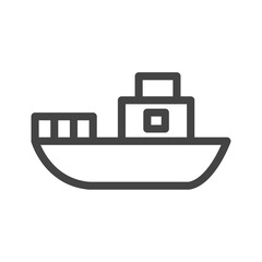 線画乗り物関連の単品アイコン　漁船