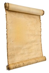 Ancient scroll isolated on white background. Texture of paper