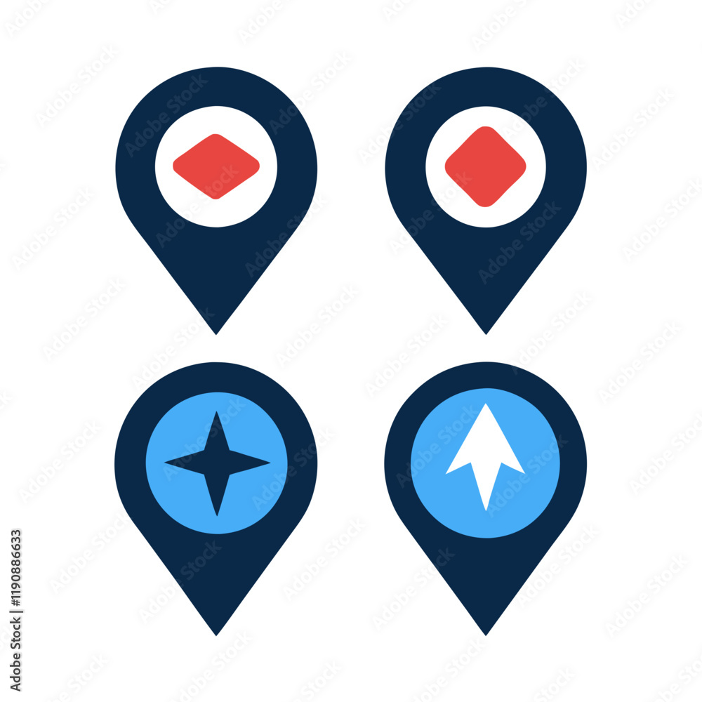 Poster unique location icon with arrow vector bundle.