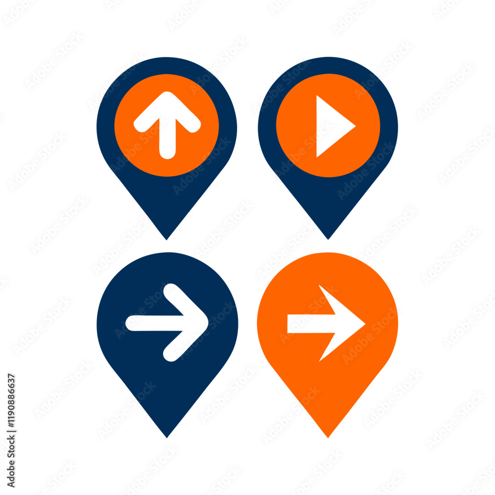 Poster unique location icon with arrow vector bundle.