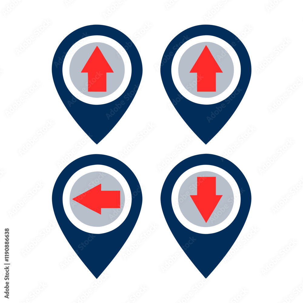 Poster unique location icon with arrow vector bundle.
