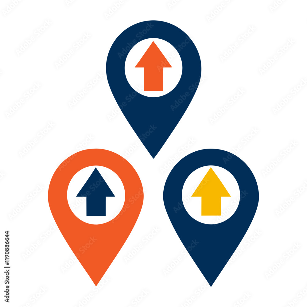 Poster unique location icon with arrow vector bundle.