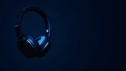 Blue headphones on black