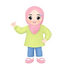 cheerful muslim kid celebrate ramadan watercolor illustration