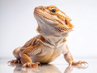 Minimalist Bearded Dragon: Isolated Reptile Stock Photo
