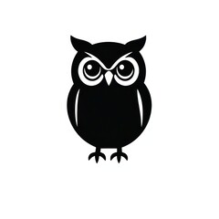 Fototapeta premium Black Owl Silhouette in a Minimalist Vector Illustration