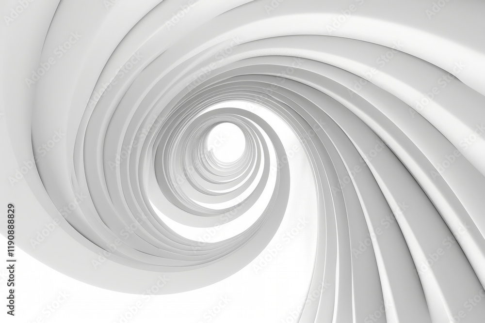 Poster futuristic white spiral with smooth 3d curves. abstract minimalistic 3d swirling design