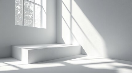 Minimalistic White Architecture in Natural Light. Generative AI