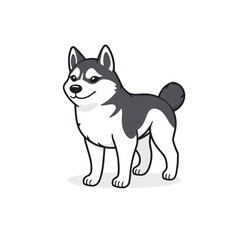 Cute Siberian Husky dog face drawing with cartoon features on a clean white background