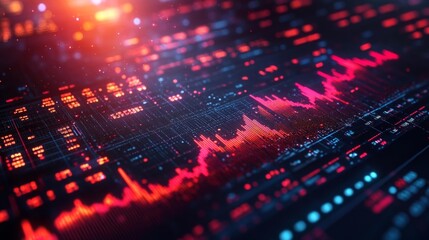 Modern Stock Market Visualization with Glowing Charts. Generative AI