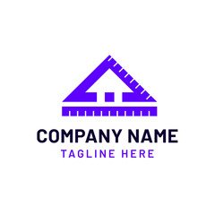 Architecture logo design with a triangle shape and house in negative space