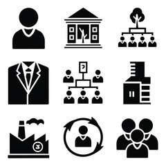 Human resources icon collection set. Containing employee, work, organization structure, business, industry, cycle economy, hr, concept icon. Simple flat vector