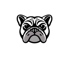 Naklejka premium Cartoon Bulldog Face with Soft Features Animal Icon Illustration on a White Background