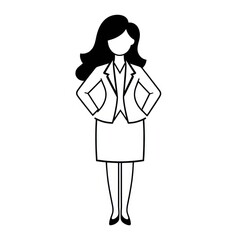 Black silhouette of a businesswoman standing confidently, perfect for corporate design use