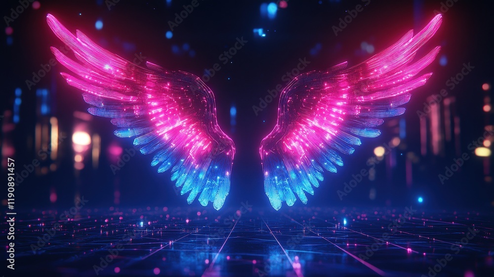 Aufkleber pair of bird wings displayed against a neutral background showcasing intricate feather patterns and 