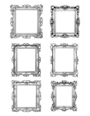 Antique Silver Frame Clipart Vector Illustration