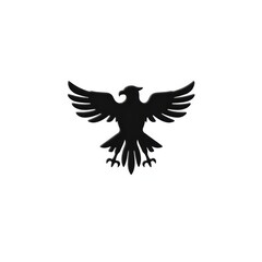 Fototapeta premium Black Illustration of an Eagle with Outstretched Wings on a White Background